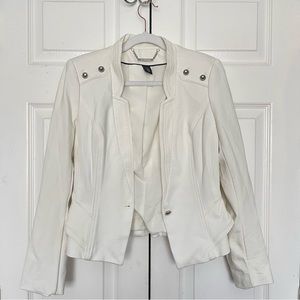 White House Black Market Military Style White Blazer
